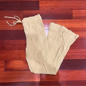 ZARA MUSTARD WIDE LEG CRINKLE LOUNGE PANT SIZE XS/24